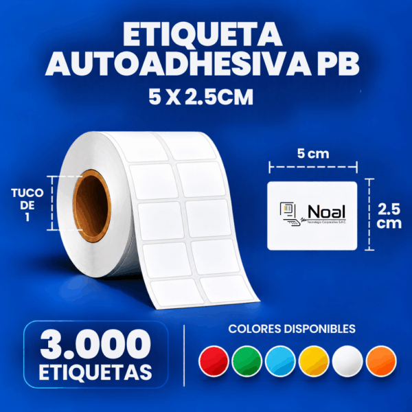 etiquetas de polipropileno adhesivas x 3000 und. a dos columnas tuco de 1" medida 5 x 2.5cm