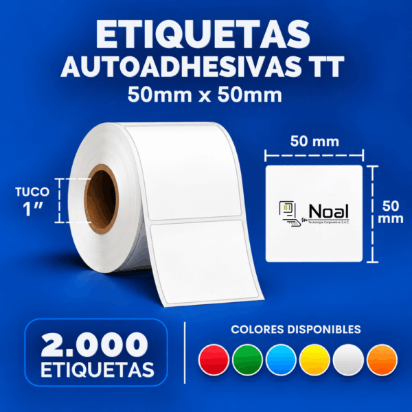 etiquetas adhesivas transferencia térmica 5x5cm x 2,000 tuco 1"