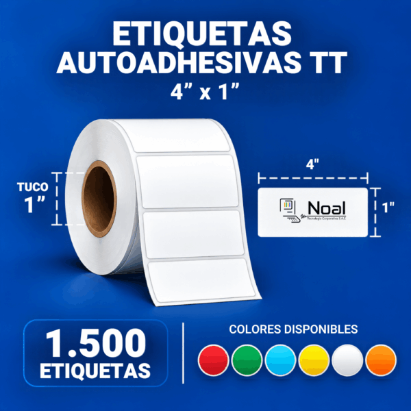 etiquetas adhesivas tt 4"x1" 1500 tuco 1"