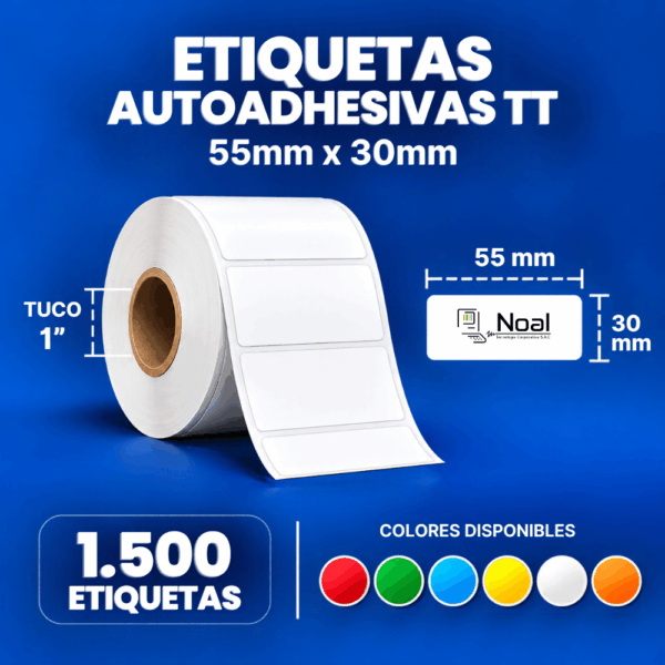 etiquetas adhesivas tt 55 x 30 m 1500 tuco de 1"