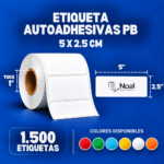 etiquetas adhesivas polipropileno 5x2.5cm a una columna rollo x1500 unidades tuco de 1"