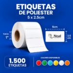 rollo de etiquetas de poliester 5 x 2.5 cm 1500 uni. 1 columna