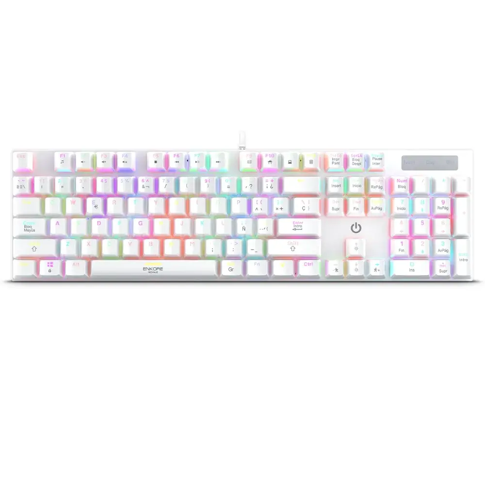 1-11-6.webp Teclado Mecanico Enkore Royale ENK 1003 Iluminacion RGB Switch Rojo USB Blanco - Imagen 1