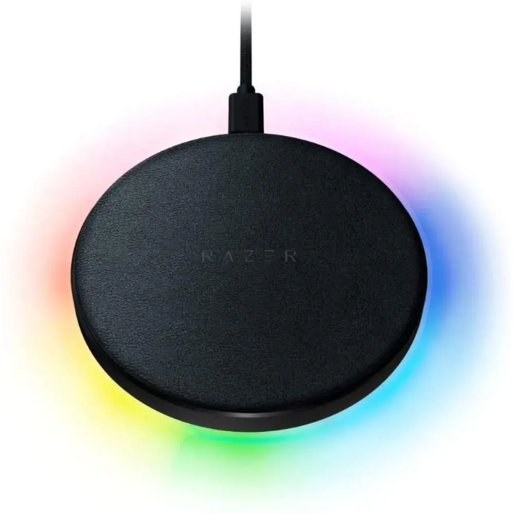 1-12.webp Cargador Inalámbrico Razer Charging Pad USB C, 10w, iluminacion RGB, color negro - Imagen 1