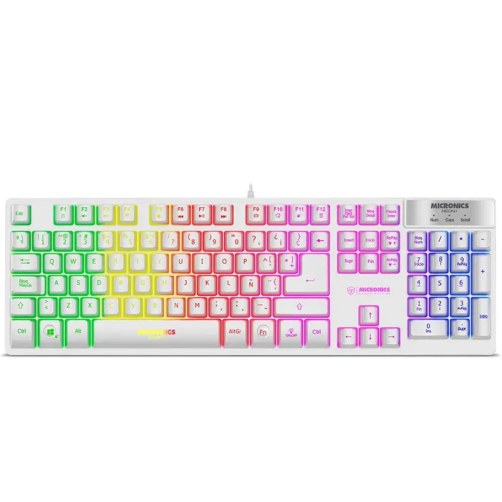 1-2-11.webp Teclado Gamer Micronics Neon MIC K709w Alambrico 19 teclas Anti Ghosting Blanco - Imagen 1