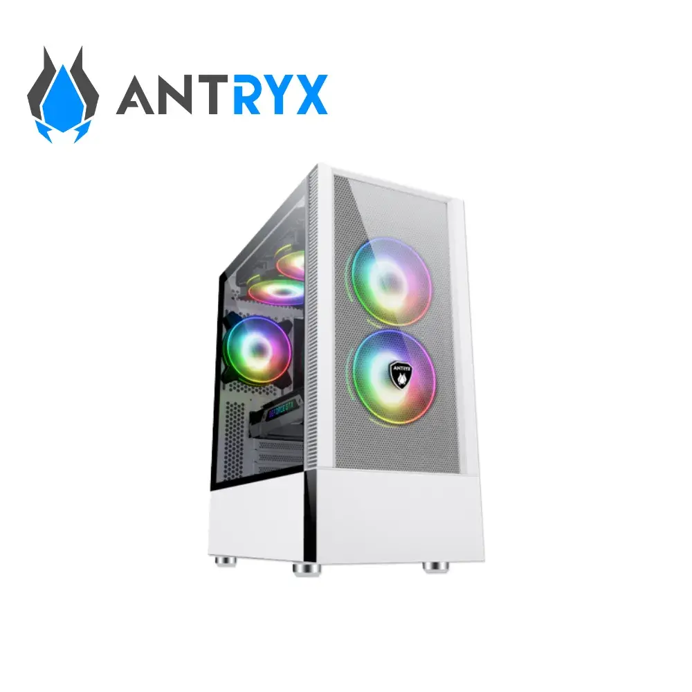 19-1.webp Case gamer Antryx RX 460 Mesh, FAN X3, con vidrio templado, USB, color blanco - Imagen 1