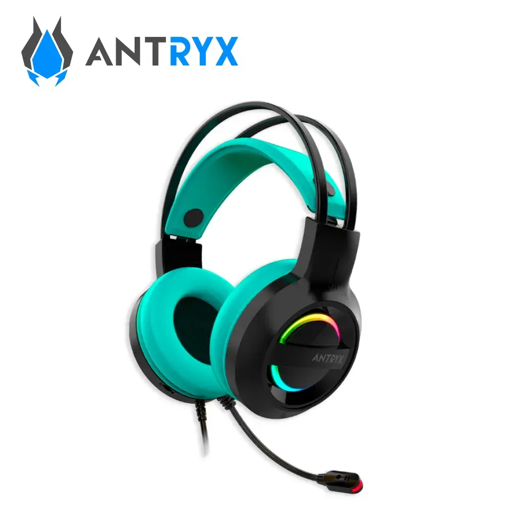 4-1-8.webp Audifono gamer Antryx Iris K, cancelacion de ruido, 7.1 virtual, con microfono, USB, color turquesa - Imagen 1