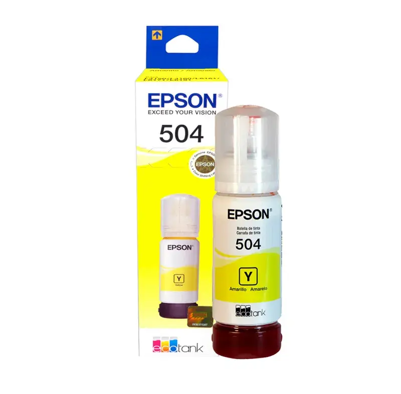 504-amarilla.webp Botella de Tinta Epson T504 70ml Color Amarillo - Imagen 1