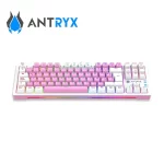 Teclado Mecanico TKL Antryx Chrome Storm MK840, switch rojo, luces RGB, USB, color rosado