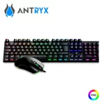 Kit teclado y mouse gamer Antryx GC 3100, switch azul, USB, luces RGB Rainbow, color negro