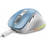 Mouse Genius Ergo 9000s Pro RGB Wireless Bluetooth Recargable Celeste - Imagen 2