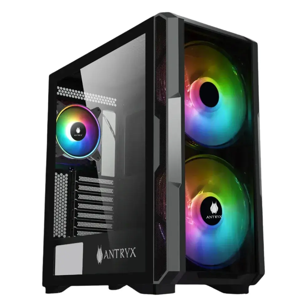 FX-Cruiser-Negro-y-Blanco.webp Case gamer Antryx FX Cruiser ARGB FAN X3, vidrio templado, USB 3.0, color negro - Imagen 1