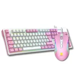 Kit teclado y mouse gamer Antryx GC 5400, switch azul, mecanico, USB, color rosado