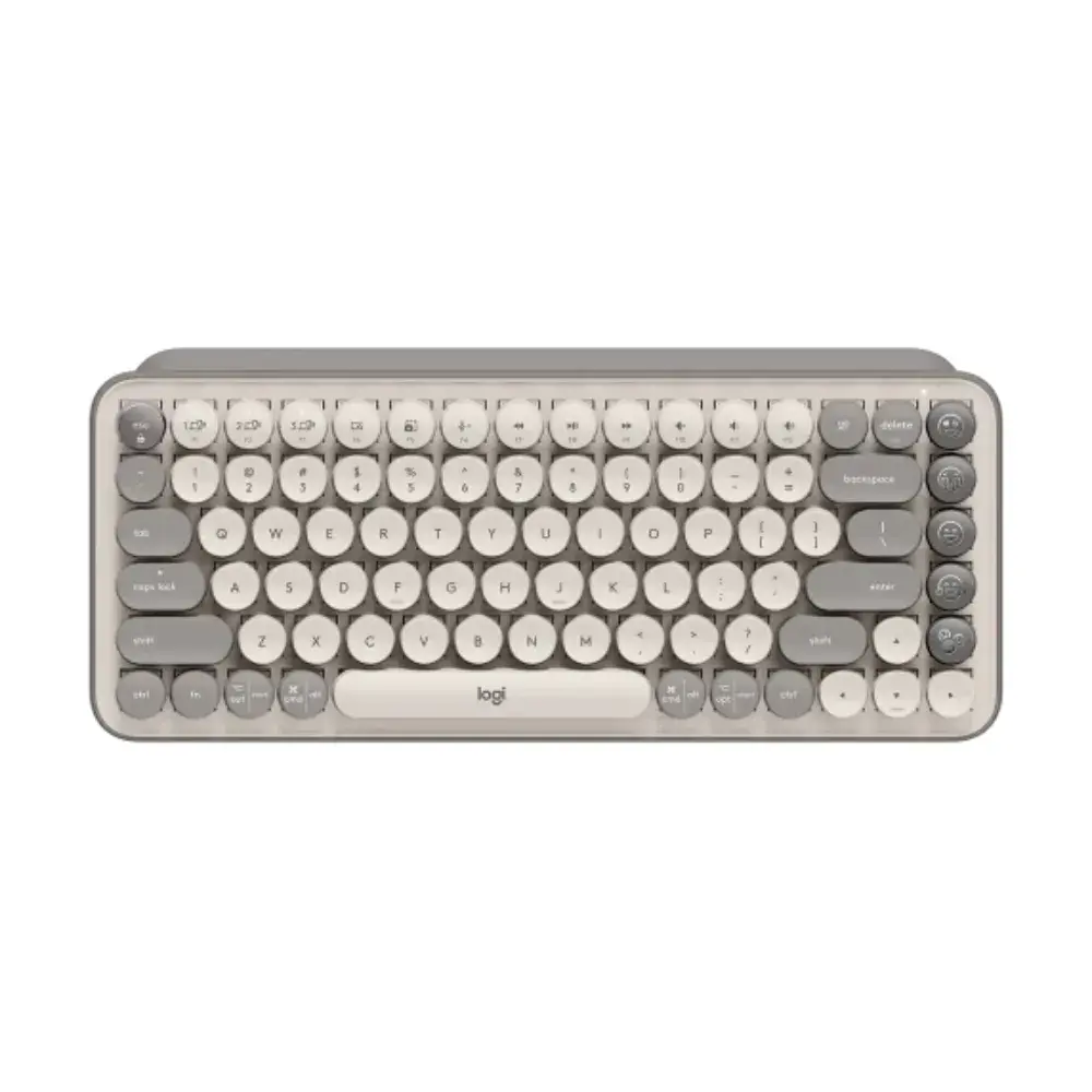 GRIS.webp Teclado mecanico Logitech POP Keys, conexion bluetooth, switch marron, color mist - Imagen 1
