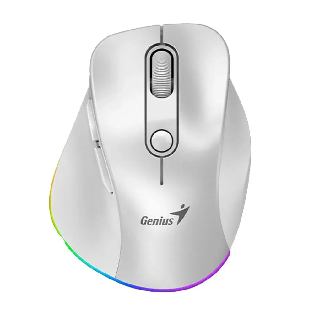 MOUSE-Ergo-9000s-BLANCO-Y-ROSA.webp Mouse Genius Ergo 9000s Pro RGB Wireless Bluetooth Recargable Blanco - Imagen 1