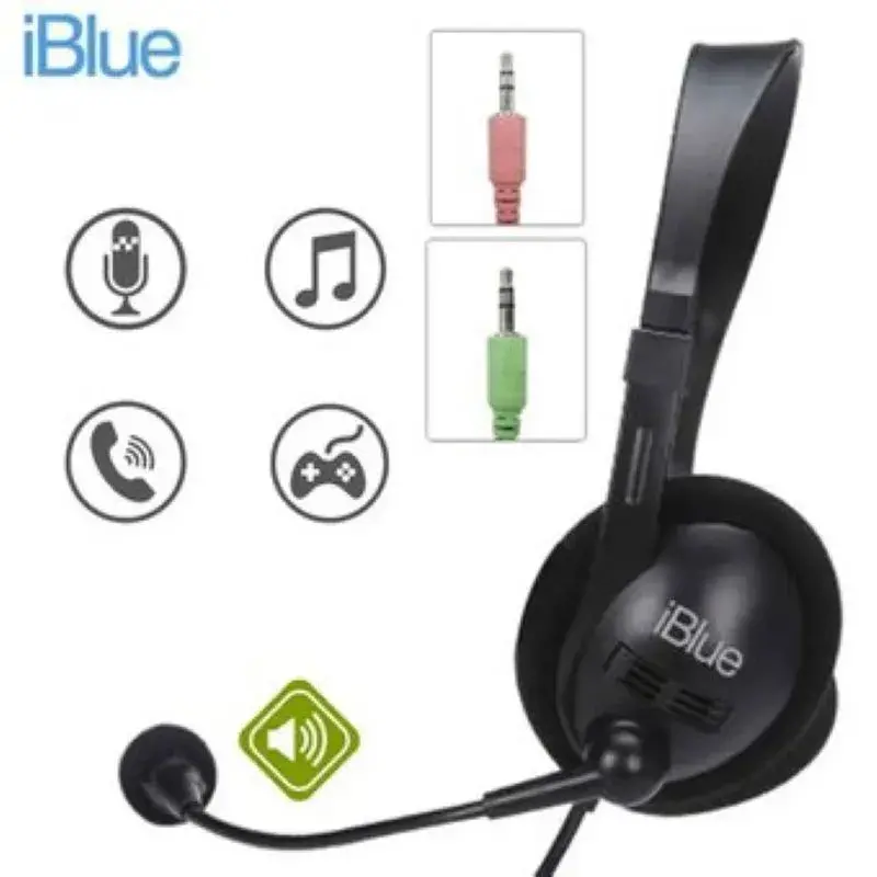 iblue2-1.webp Audifonos IBLUE HS-2001BK para Pc o Laptop Conector 3.5mm - Negro - Imagen 1