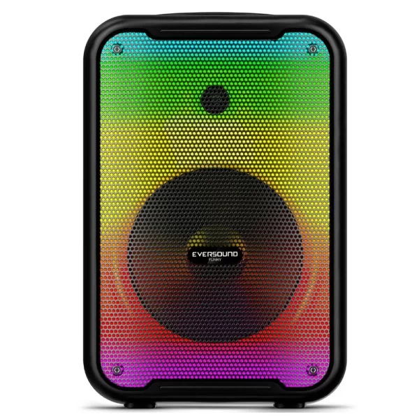 parlante eversound funky 8" ev 3003, conexion bluetooth, iluminacion rgb, color negro