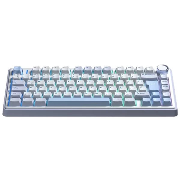 teclado aula f75 rgb inalambrico white cyan switch reaper y mouse pad redragon ak1s