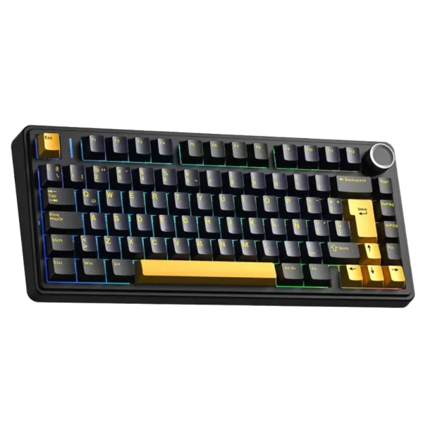 teclado aula f75 mecanico rgb inalambrico negro y celeste switch reaper