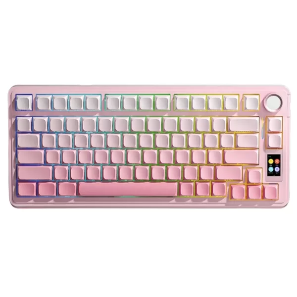 teclado aula s75pro mecanico rgb inalambrico ingles rosa switch v3 grey wood