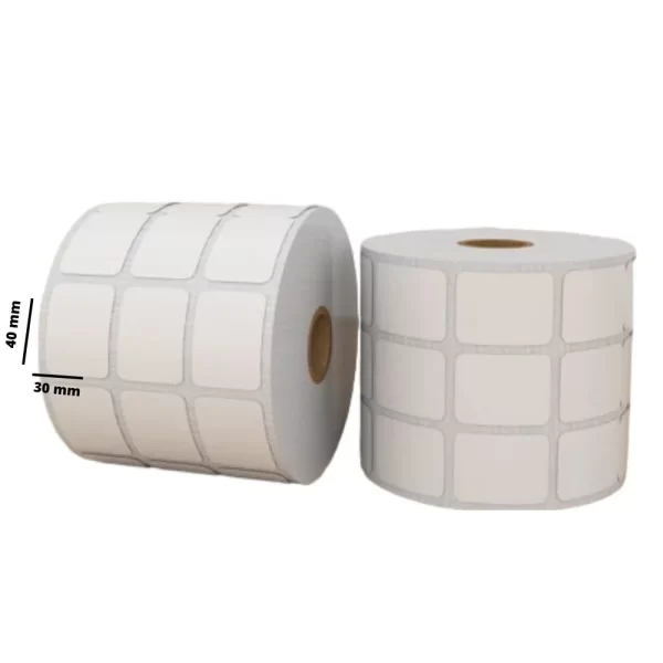 rollo de etiquetas transferencia termica 3 x 4 cm a 3 columnas x 3000 unidades