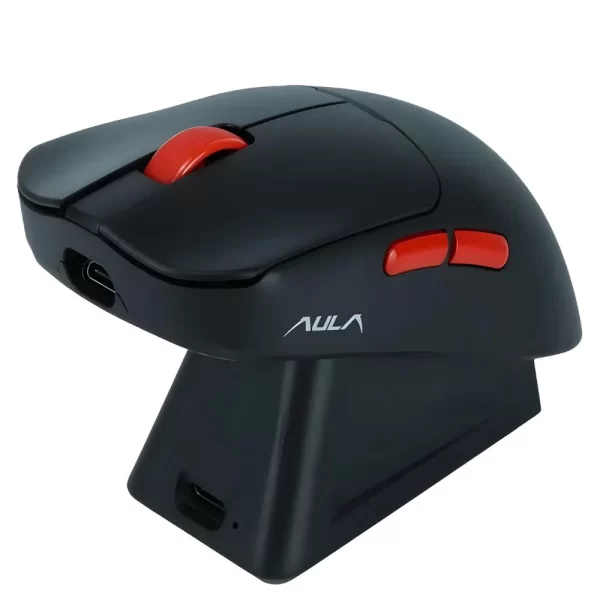 mouse aula sc380 pro, conexión inalámbrica, iluminacion rgb, color negro