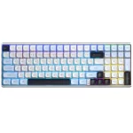 teclado aula s100 pro inalámbrico celeste, blanco y negro, switch marron