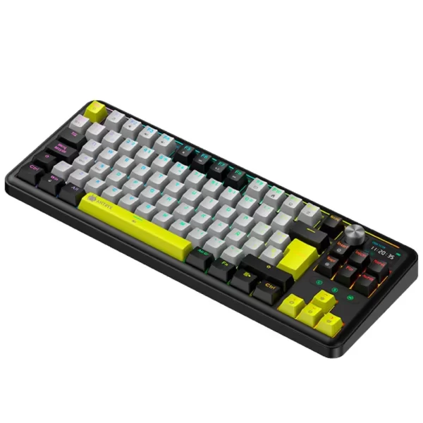 teclado mecanico antryx tk 950 pro tkl, switch rojo, conexion bluetooth, usb color negro y gris