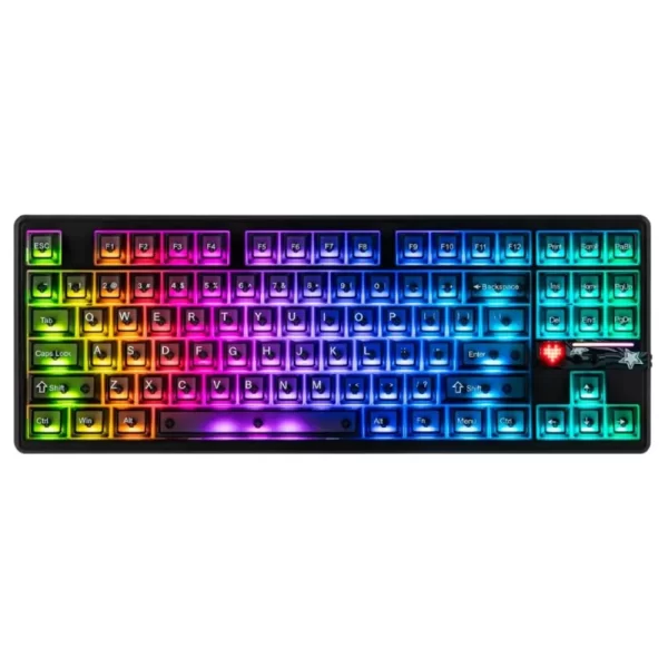 teclado aula f87 pro v2,inalámbrico, inglés, rgb, color negro frosted transparnte, x3 switchs