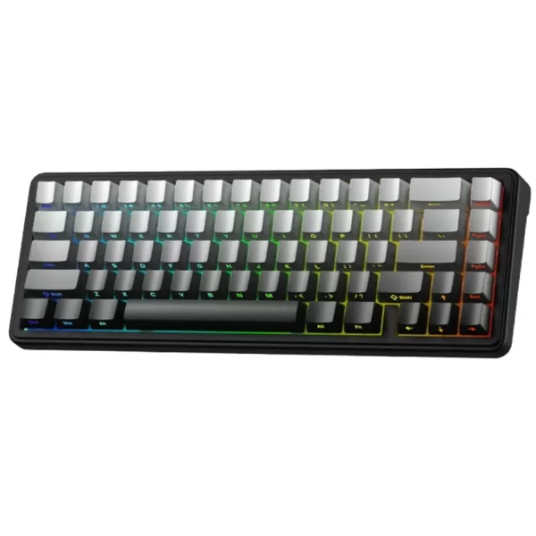 teclado aula f65, inalambrico, color gris gradual, switch grey wood v3