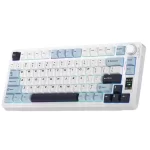 teclado aula s75 pro inalámbrico inglés, color negro, blanco y morado, switch seiya