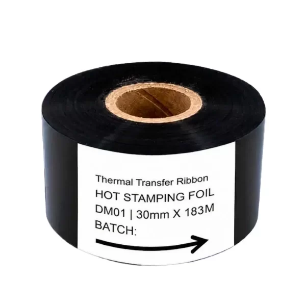 cinta hot stamping negro 20mm x 183mt nucleo 1"
