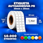 etiquetas adhesivas de polipropileno pb – 30 x 20 mm – 10,000 unidades – 3 columnas – tuco de 3"