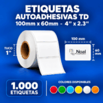 etiquetas adhesivas térmica directa td – 100 x 60 mm (4" x 2.3") – 1,000 unidades – 1 columna – tuco de 1"