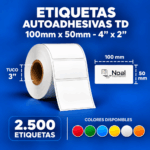etiquetas adhesivas térmica directa td – 100 x 50 mm (4" x 2") – 2,500 unidades – 1 columna – tuco de 3"