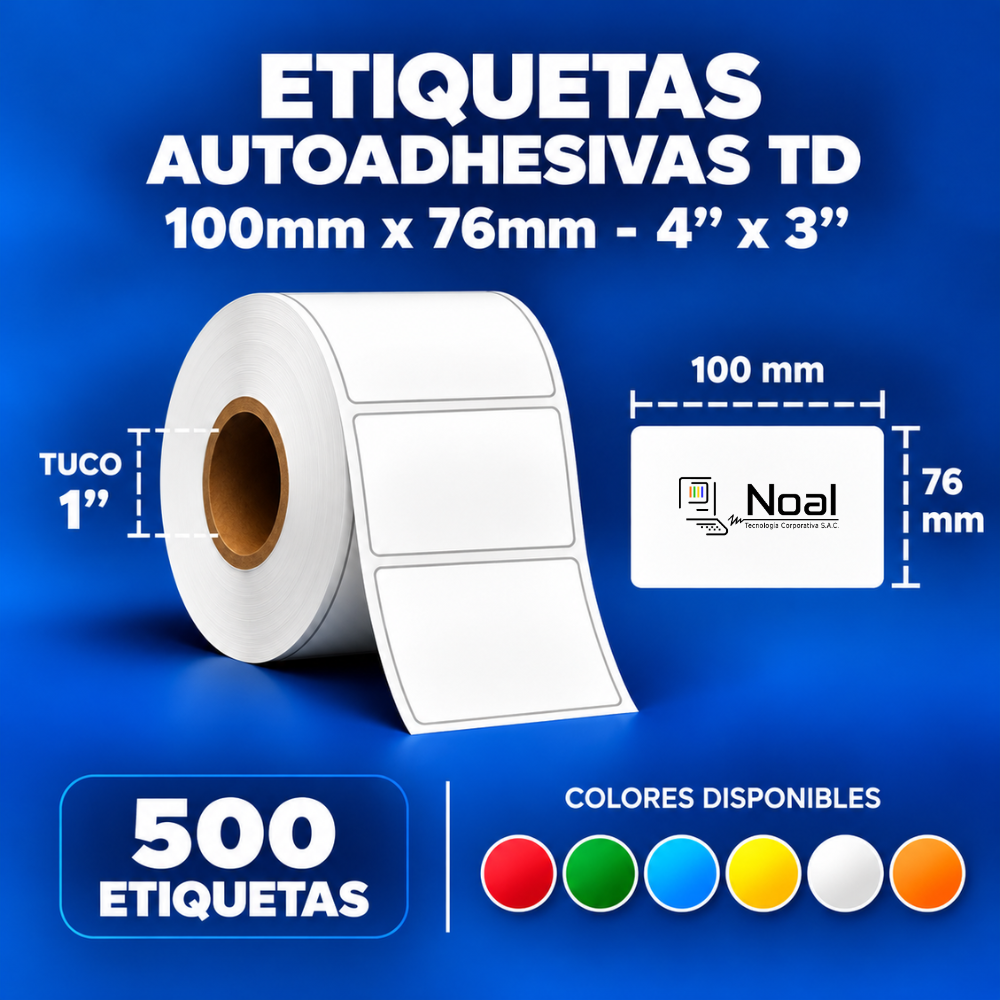 etiquetas adhesivas térmica directa td – 100 x 76 mm (4" x 3") – 500 unidades – 1 columna – tuco de 1" etiquetas adhesivas térmica directa td – 100 x 76 mm (4" x 3") – 500 unidades – 1 columna – tuco de 1"