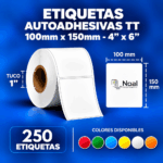 etiquetas adhesivas transferencia térmica tt – 100 x 150 mm (4" x 6") – 250 unidades – 1 columna – tuco de 1"