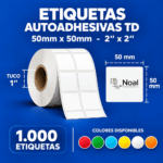 etiquetas adhesivas térmica directa td – 50 x 50 mm (2" x 2") – 1,000 unidades – 2 columnas – tuco de 1"