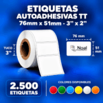 etiquetas adhesivas transferencia térmica tt – 76 x 51 mm (3" x 2") – 2,500 unidades – 1 columna – tuco de 3"