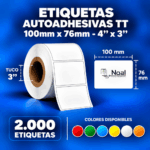 etiquetas adhesivas transferencia térmica tt – 100 x 76 mm (4" x 3") – 2,000 unidades – 1 columna – tuco de 3"