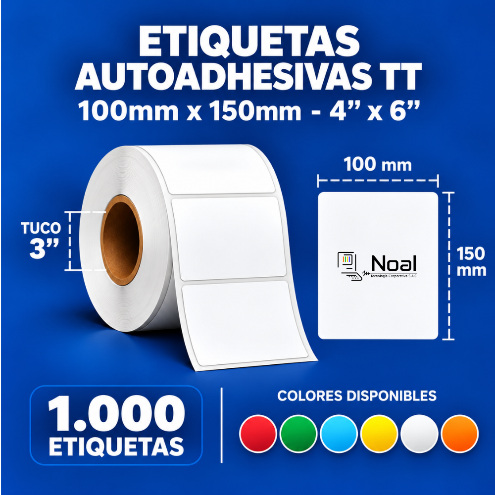 etiquetas adhesivas transferencia térmica tt – 100 x 150 mm (4" x 6") – 1,000 unidades – 1 columna – tuco de 3" etiquetas adhesivas transferencia térmica tt – 100 x 150 mm (4" x 6") – 1,000 unidades – 1 columna – tuco de 3"
