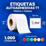 etiquetas adhesivas transferencia térmica tt – 100 x 100 mm – 1,000 unidades – 1 columna – tuco de 3"