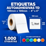 etiquetas adhesivas térmica directa td – 100 x 100 mm (4" x 4") – 1,000 unidades – 1 columna – tuco de 1"