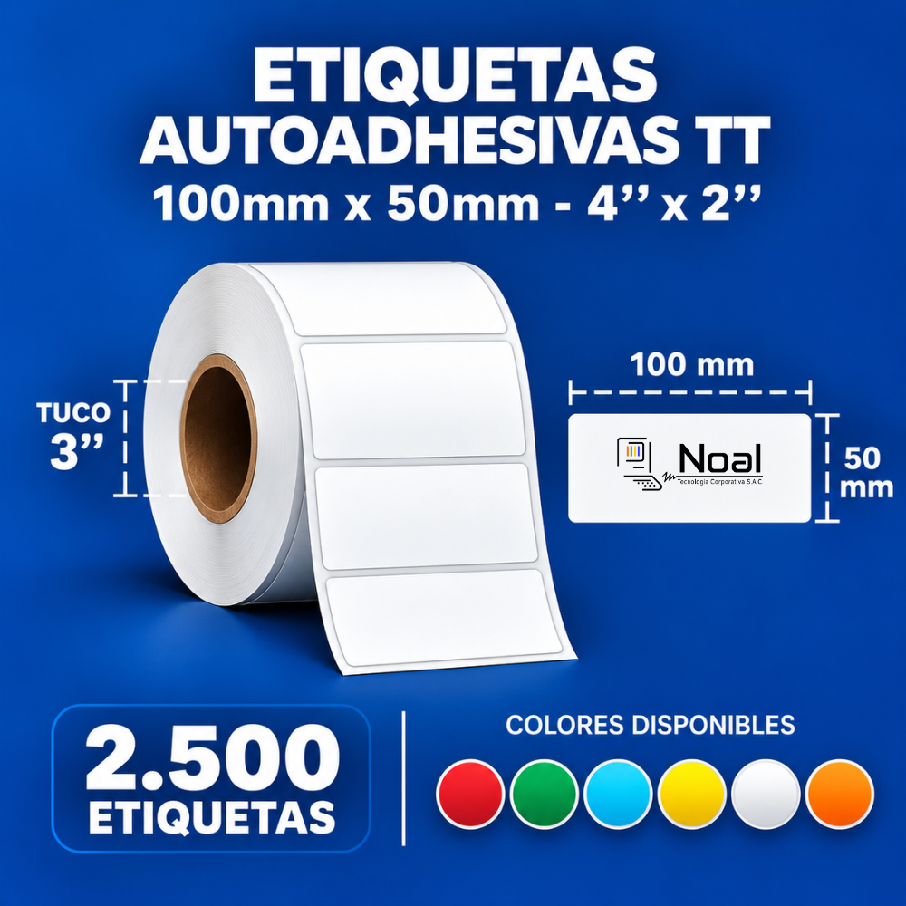 etiquetas adhesivas transferencia térmica tt – 100 x 50 mm (4" x 2") – 2,500 unidades – 1 columna – tuco de 3" etiquetas adhesivas transferencia térmica tt – 100 x 50 mm (4" x 2") – 2,500 unidades – 1 columna – tuco de 3"