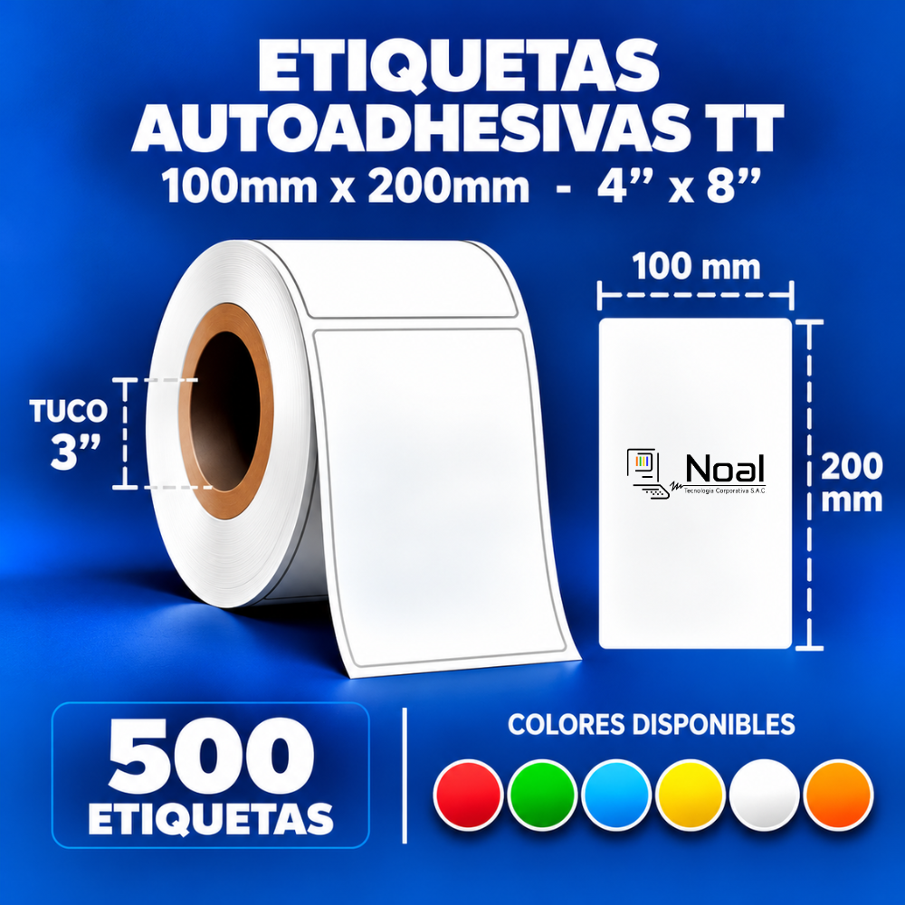 etiquetas adhesivas transferencia térmica tt – 100 x 200 mm (4" x 8") – 500 unidades – 1 columna – tuco de 3" etiquetas adhesivas transferencia térmica tt – 100 x 200 mm (4" x 8") – 500 unidades – 1 columna – tuco de 3"