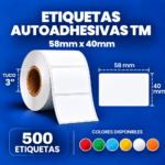 etiquetas adhesivas tm – 58 x 40 mm – 500 unidades – 1 columna – tuco de 3"