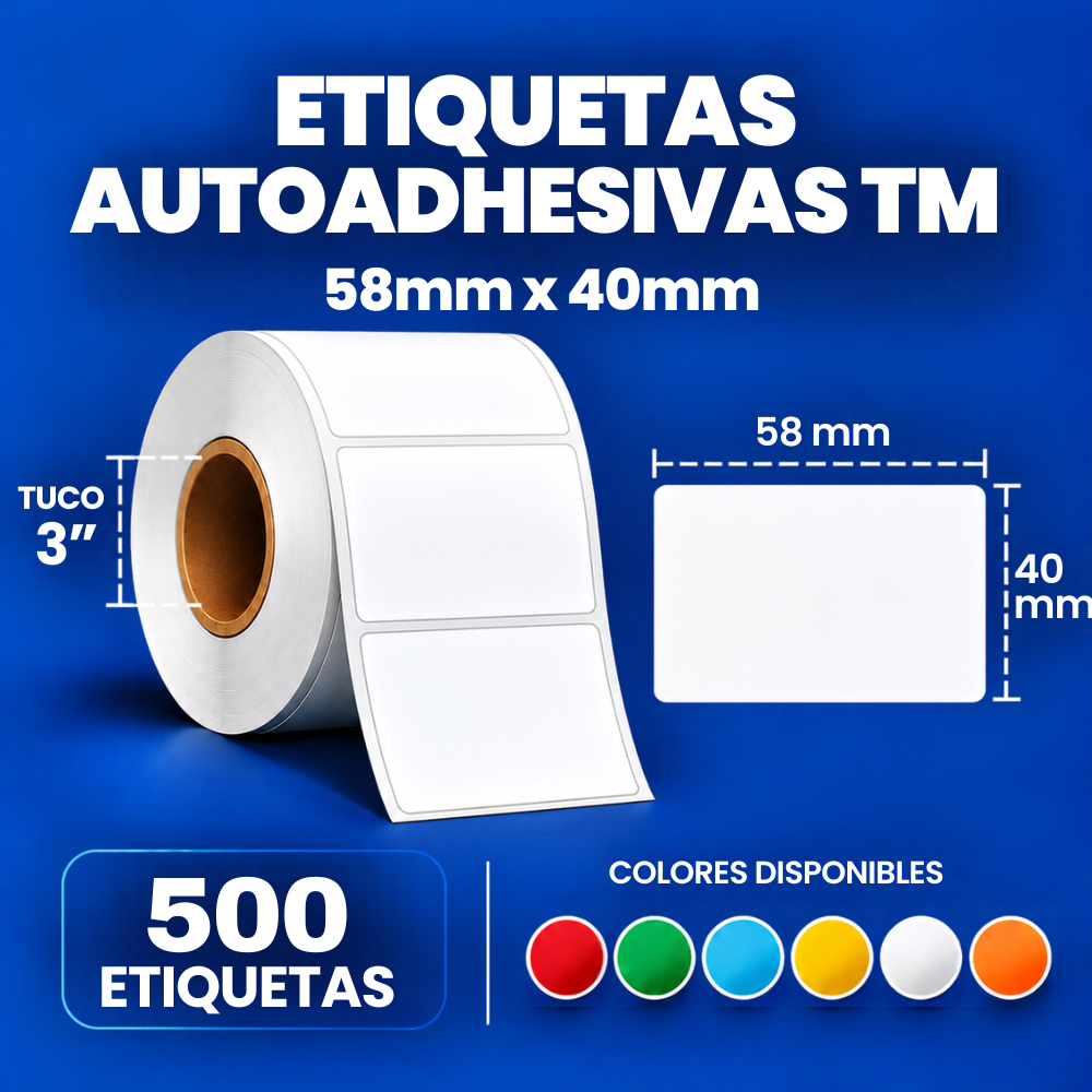 etiquetas adhesivas tm – 58 x 40 mm – 500 unidades – 1 columna – tuco de 3" etiquetas adhesivas tm – 58 x 40 mm – 500 unidades – 1 columna – tuco de 3"