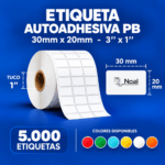 etiquetas adhesivas de polipropileno pb – 30 x 20 mm – 5,000 unidades – 3 columnas – tuco de 1"