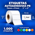 etiquetas adhesivas de polipropileno pb – 76 x 51 mm (3" x 2") – 1,000 unidades – 1 columna – tuco de 1"