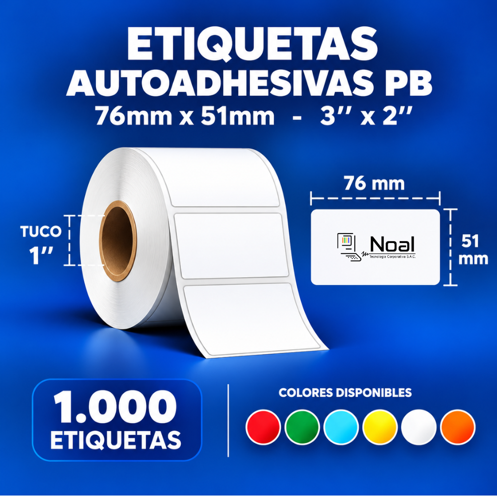 etiquetas adhesivas de polipropileno pb – 76 x 51 mm (3" x 2") – 1,000 unidades – 1 columna – tuco de 1" etiquetas adhesivas de polipropileno pb – 76 x 51 mm (3" x 2") – 1,000 unidades – 1 columna – tuco de 1"